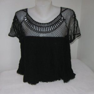 Crochet Blouse Summer Sheer Black